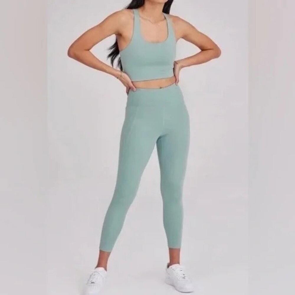 Girlfriend Collective Mint Green High Rise Crop‎ Leggings